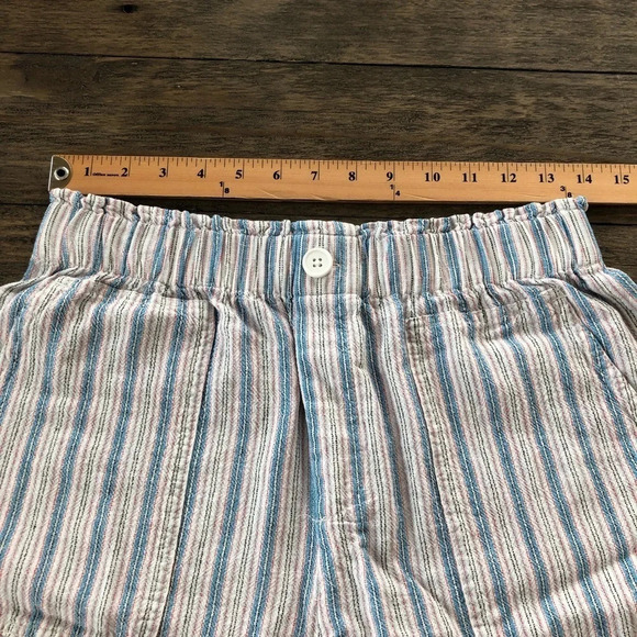 Loft Outlet Size Small Striped Linen Blend Pull On High Rise Shorts Summer Blue - Picture 4 of 8